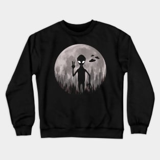 Alien And Ufos Moon Crewneck Sweatshirt